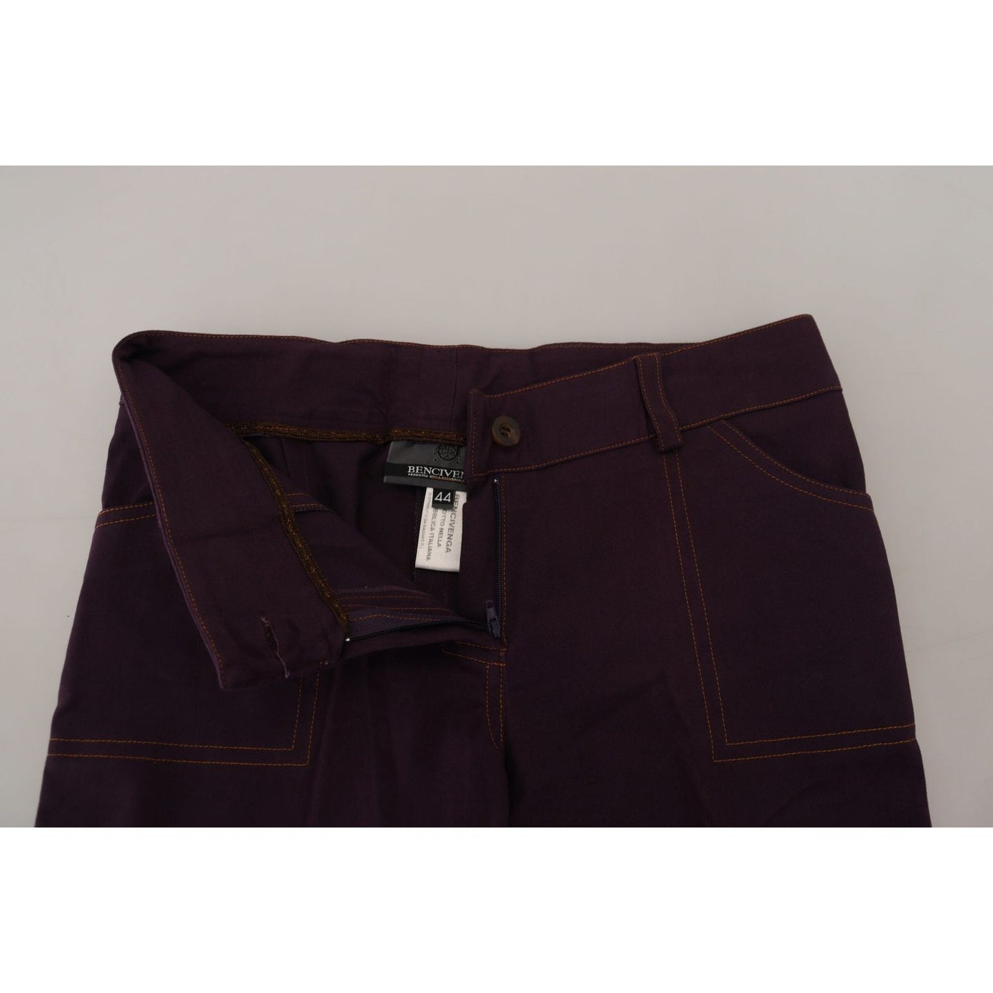 BENCIVENGA Elegant Tapered Purple Cotton Pants BENCIVENGA Black