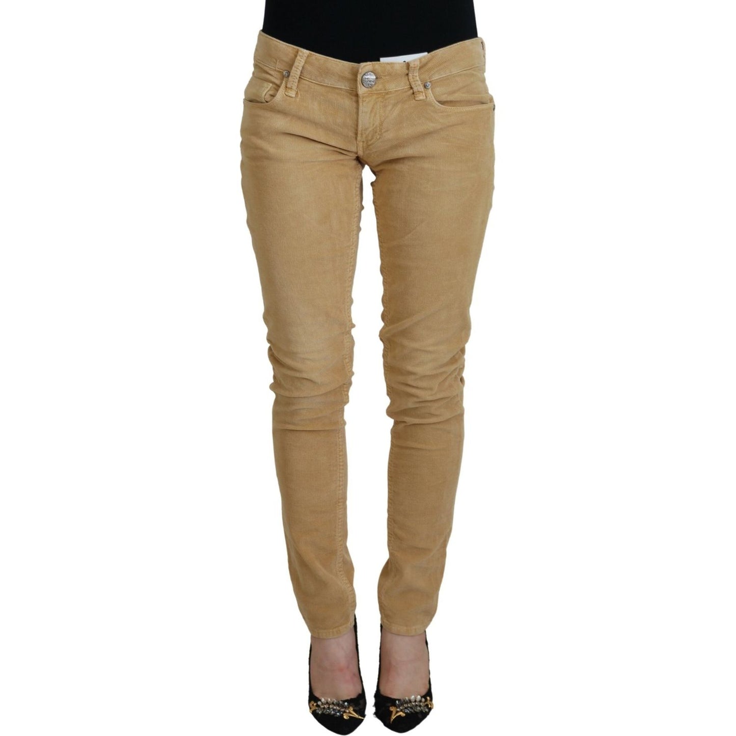 Acht Chic Brown Low Waist Skinny Corduroy Pants Acht Dim Gray