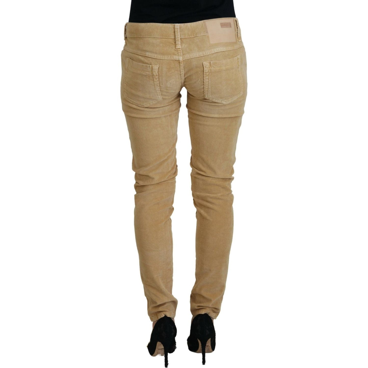 Acht Chic Brown Low Waist Skinny Corduroy Pants Acht Rosy Brown