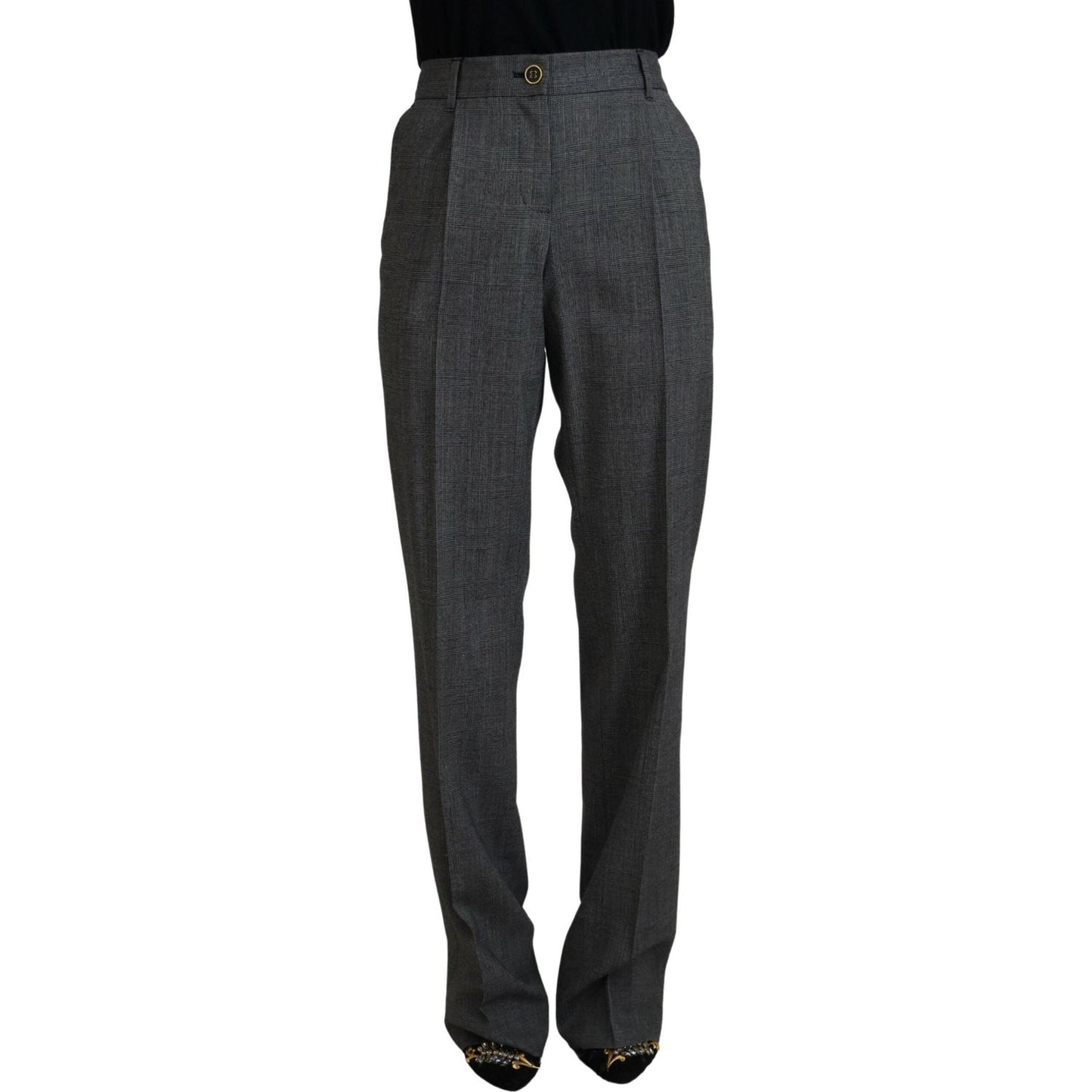 Dolce & Gabbana High-Waist Plaid Virgin Wool Pants Dolce & Gabbana Dark Slate Gray
