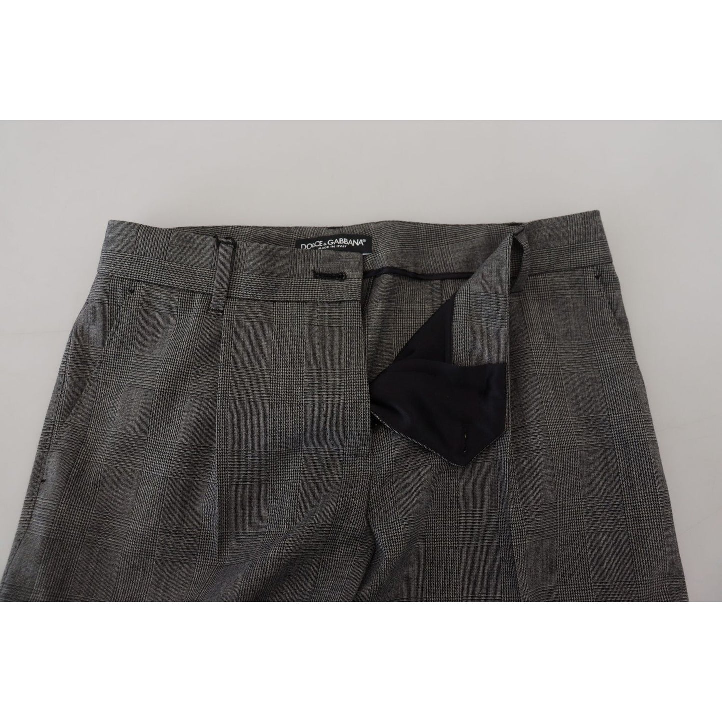 Dolce & Gabbana High-Waist Plaid Virgin Wool Pants Dolce & Gabbana Gray