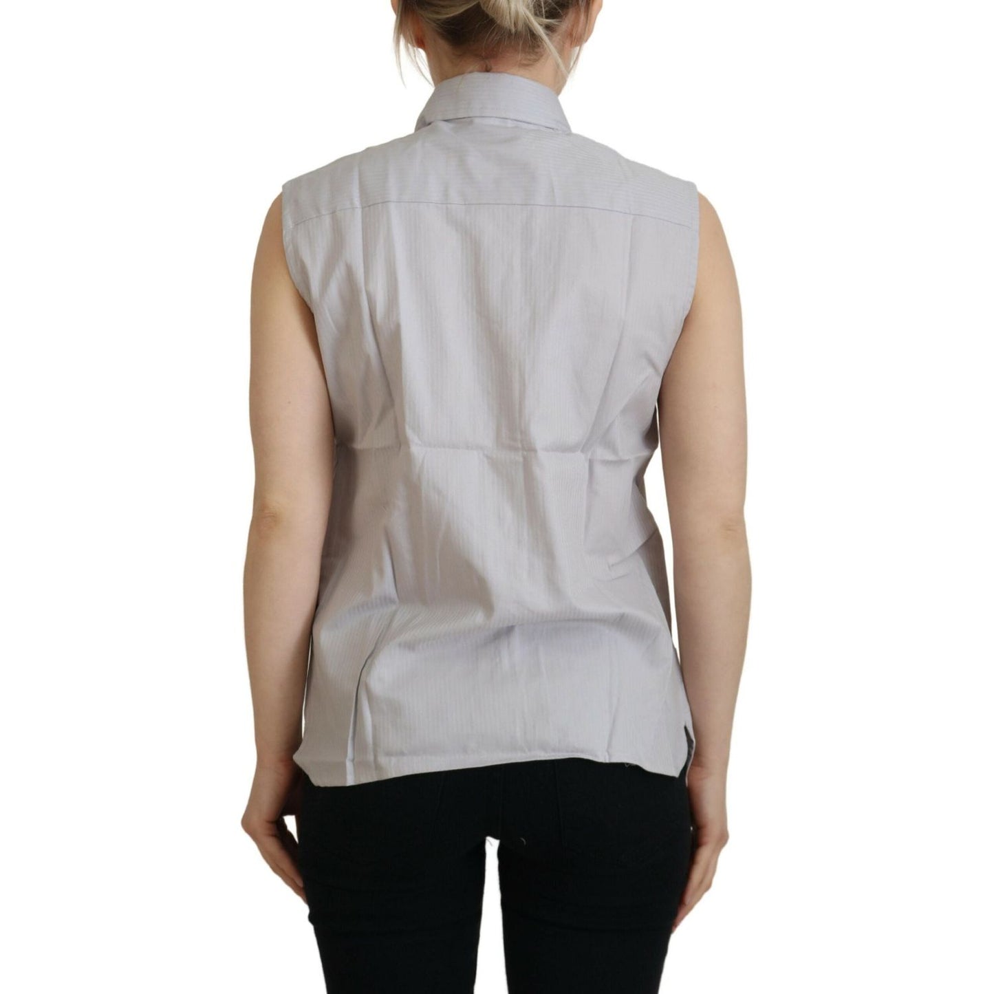 Ferre Elegant Sleeveless Cotton Polo Top Ferre Dark Gray