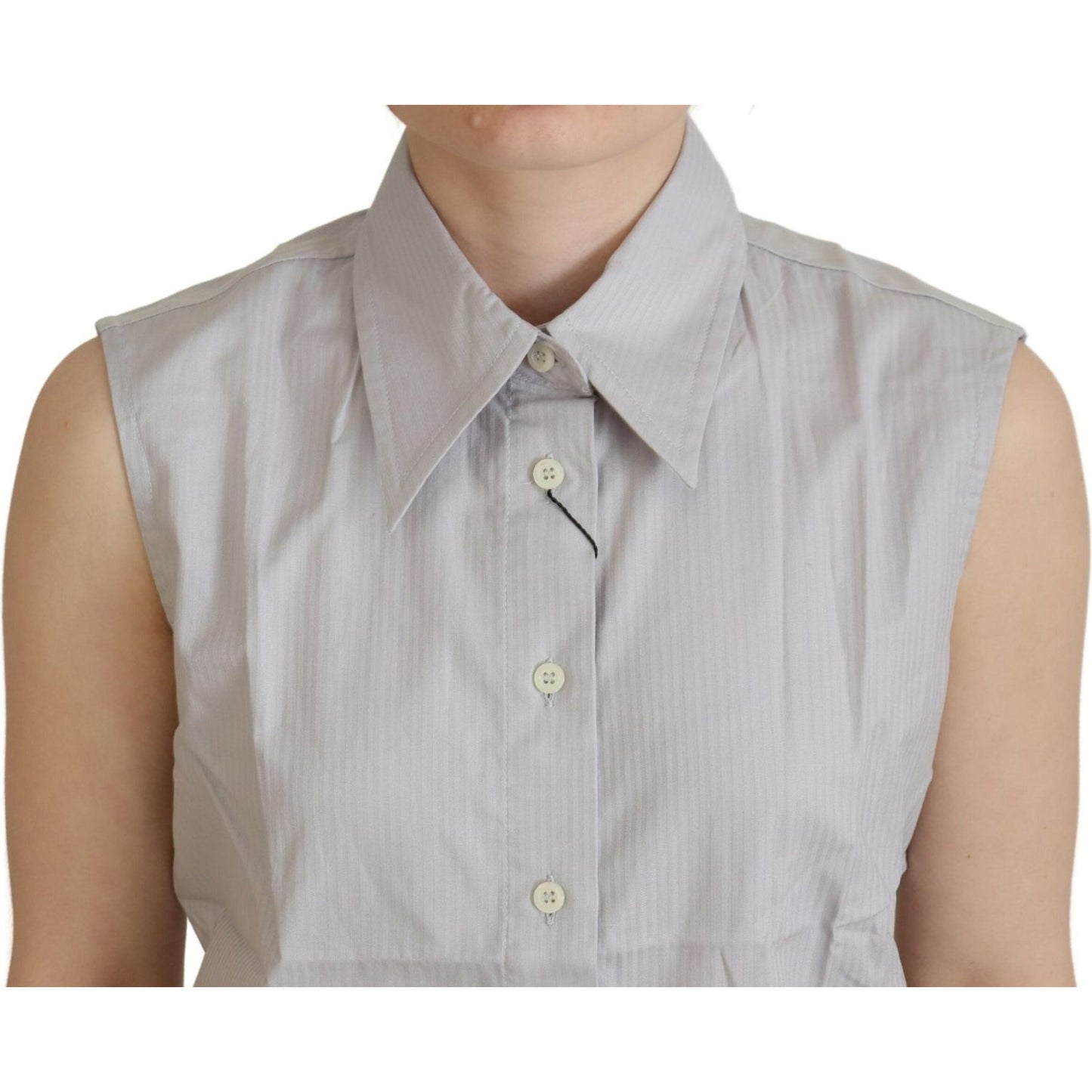 Ferre Elegant Sleeveless Cotton Polo Top Ferre Gray