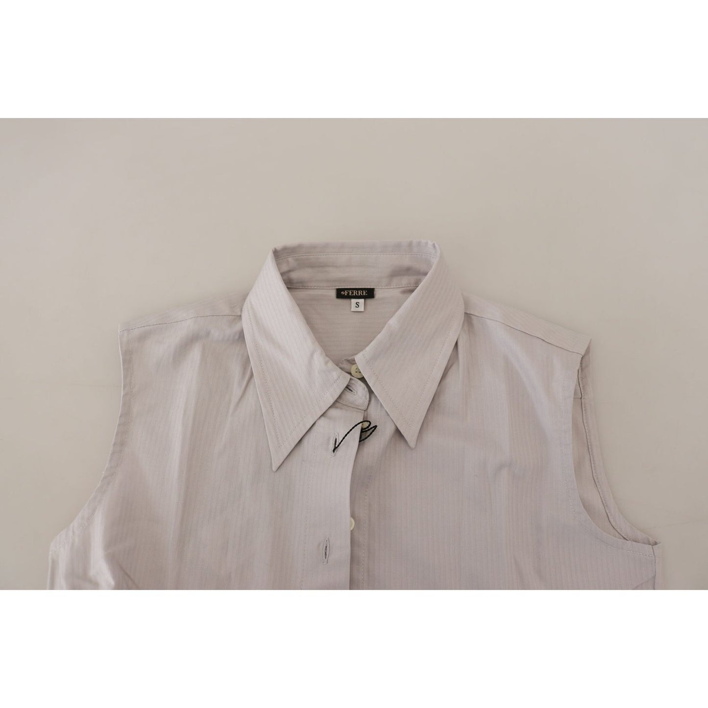Ferre Elegant Sleeveless Cotton Polo Top Ferre Dark Gray