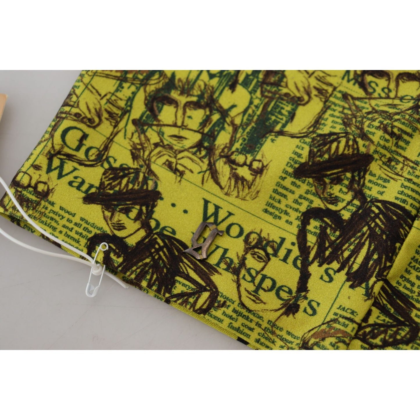 John Galliano Chic Yellow Graphic Cropped Top John Galliano Olive Drab