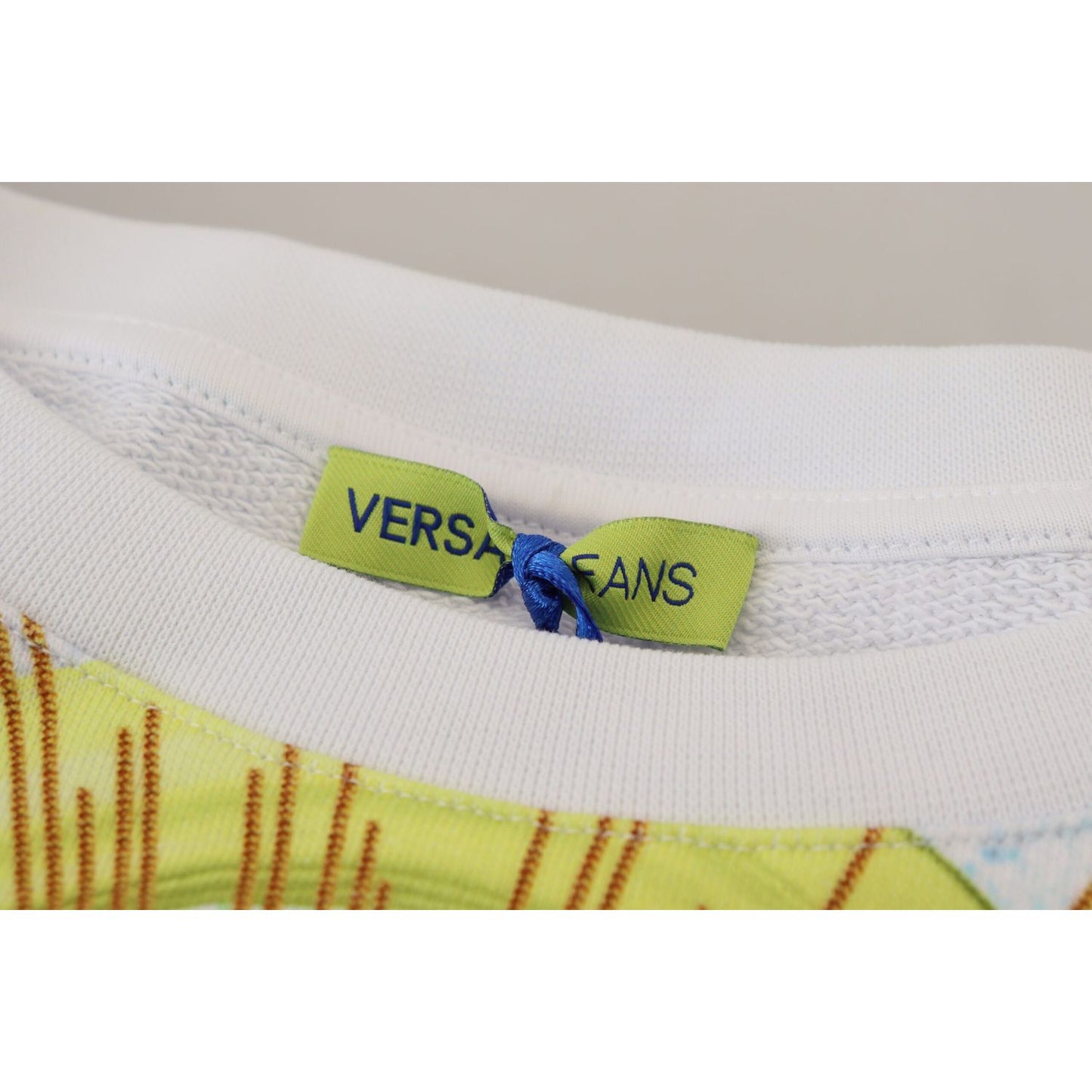 Versace Jeans Elegant White Graphic Crew Neck Sweater Versace Jeans Gray