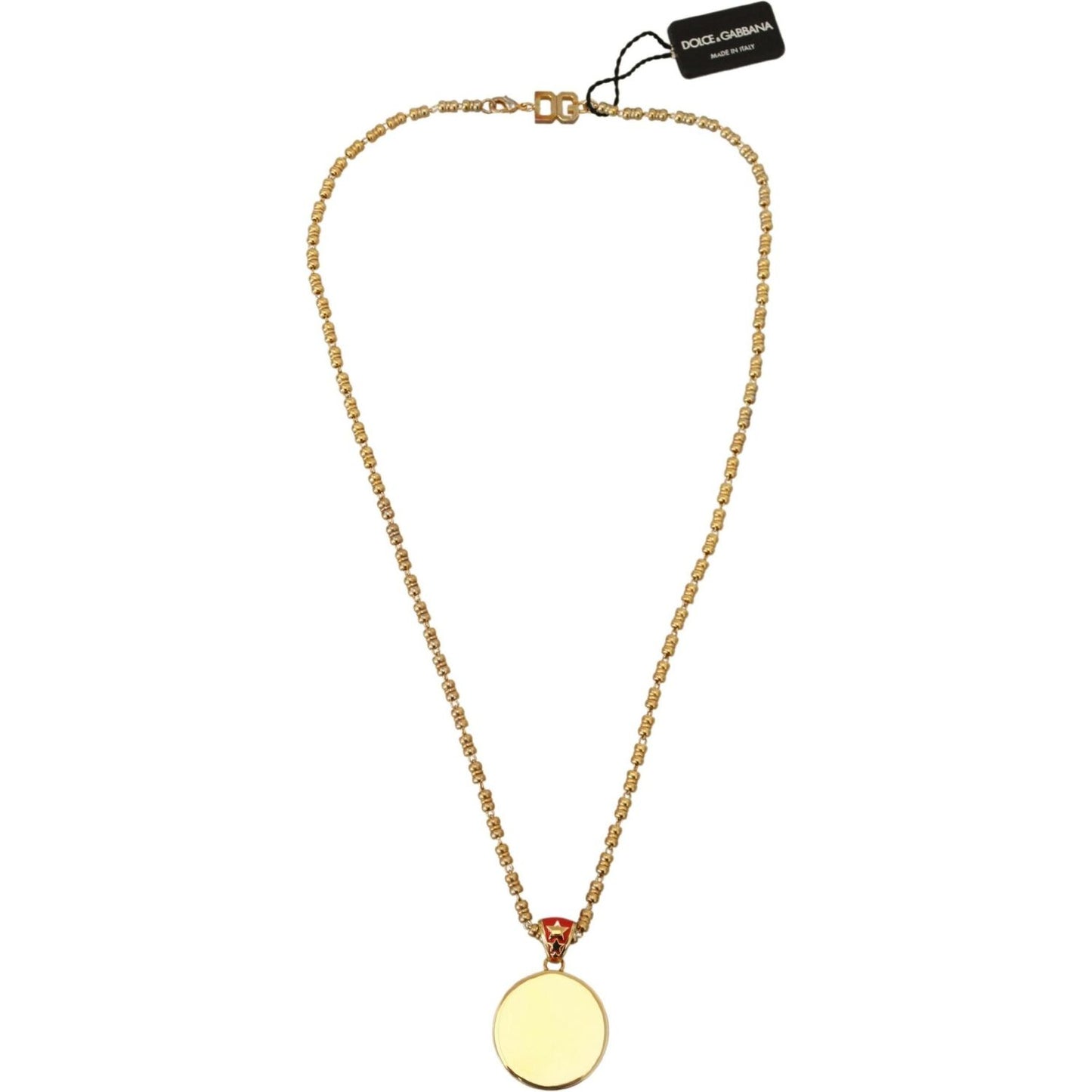Dolce & Gabbana Elegant Gold Charm Chain Necklace Necklace Dolce & Gabbana Antique White