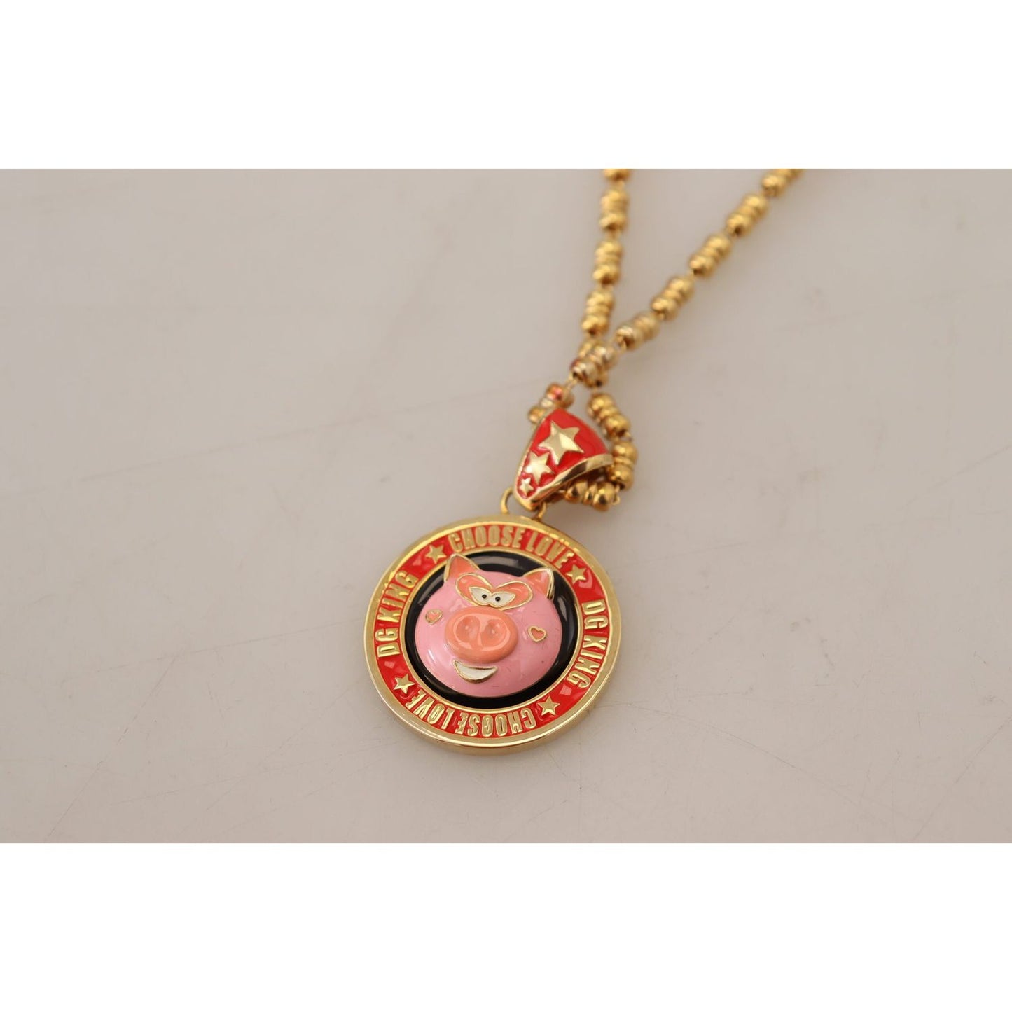 Dolce & Gabbana Elegant Gold Charm Chain Necklace Necklace Dolce & Gabbana Gray