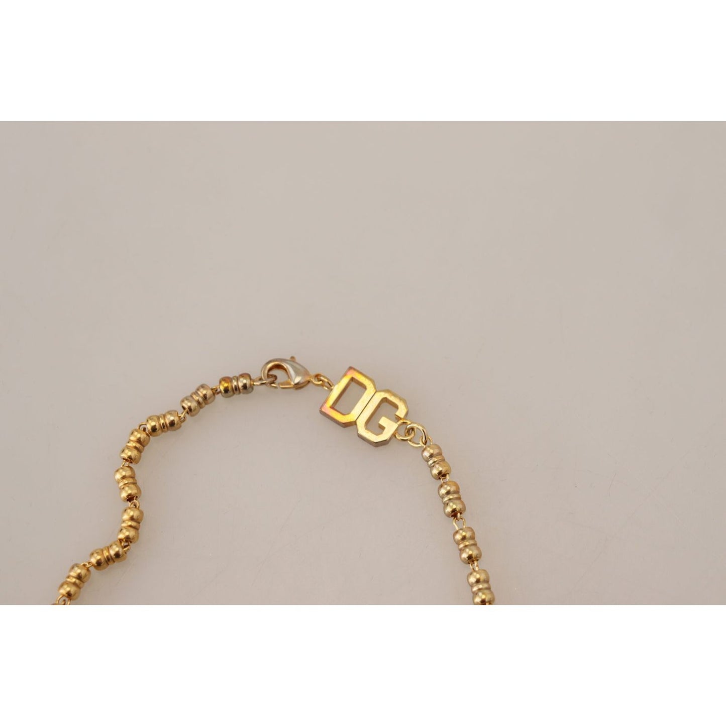 Dolce & Gabbana Elegant Gold Charm Chain Necklace Necklace Dolce & Gabbana Gray