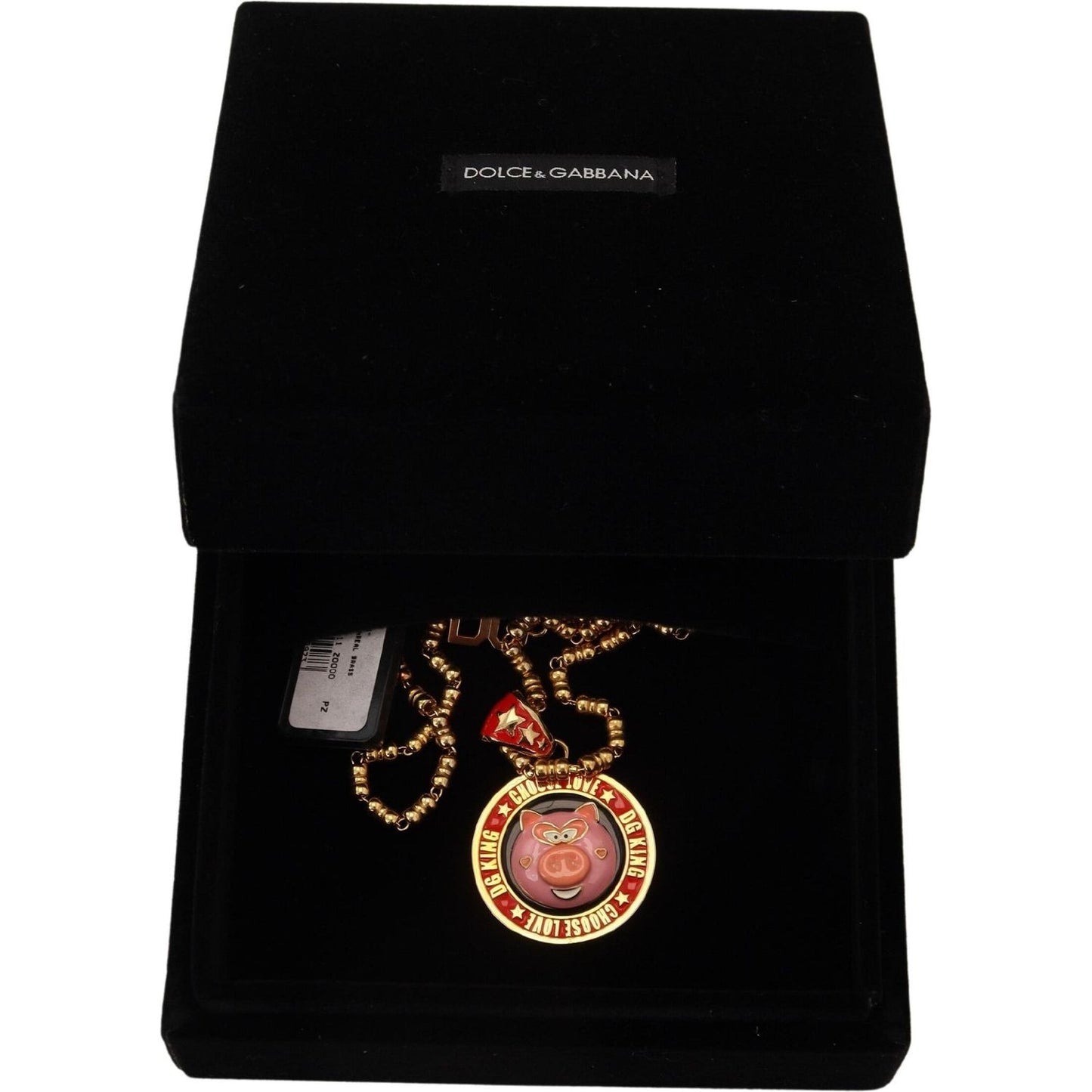Dolce & Gabbana Elegant Gold Charm Chain Necklace Necklace Dolce & Gabbana Black