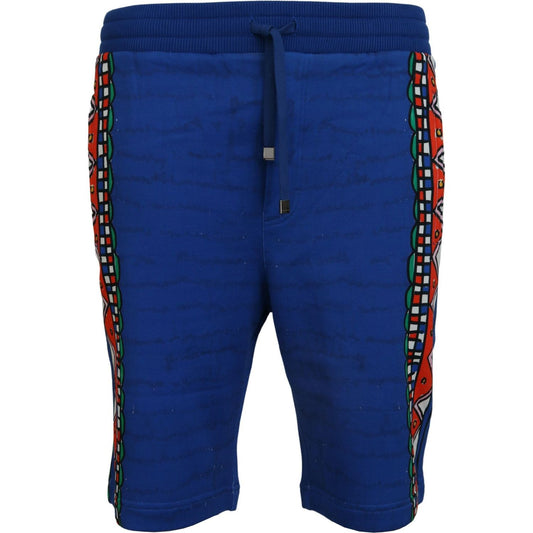 Dolce & Gabbana Blue Cotton Printed Bermuda Shorts