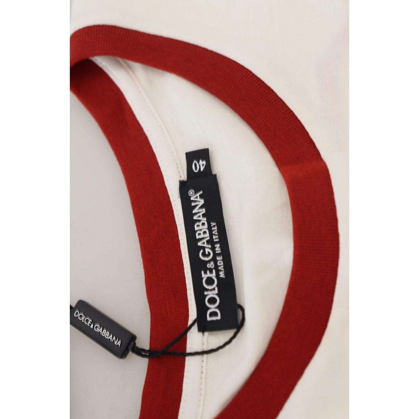 Dolce & Gabbana Elegant White Cotton Casual Top Dolce & Gabbana Dark Red
