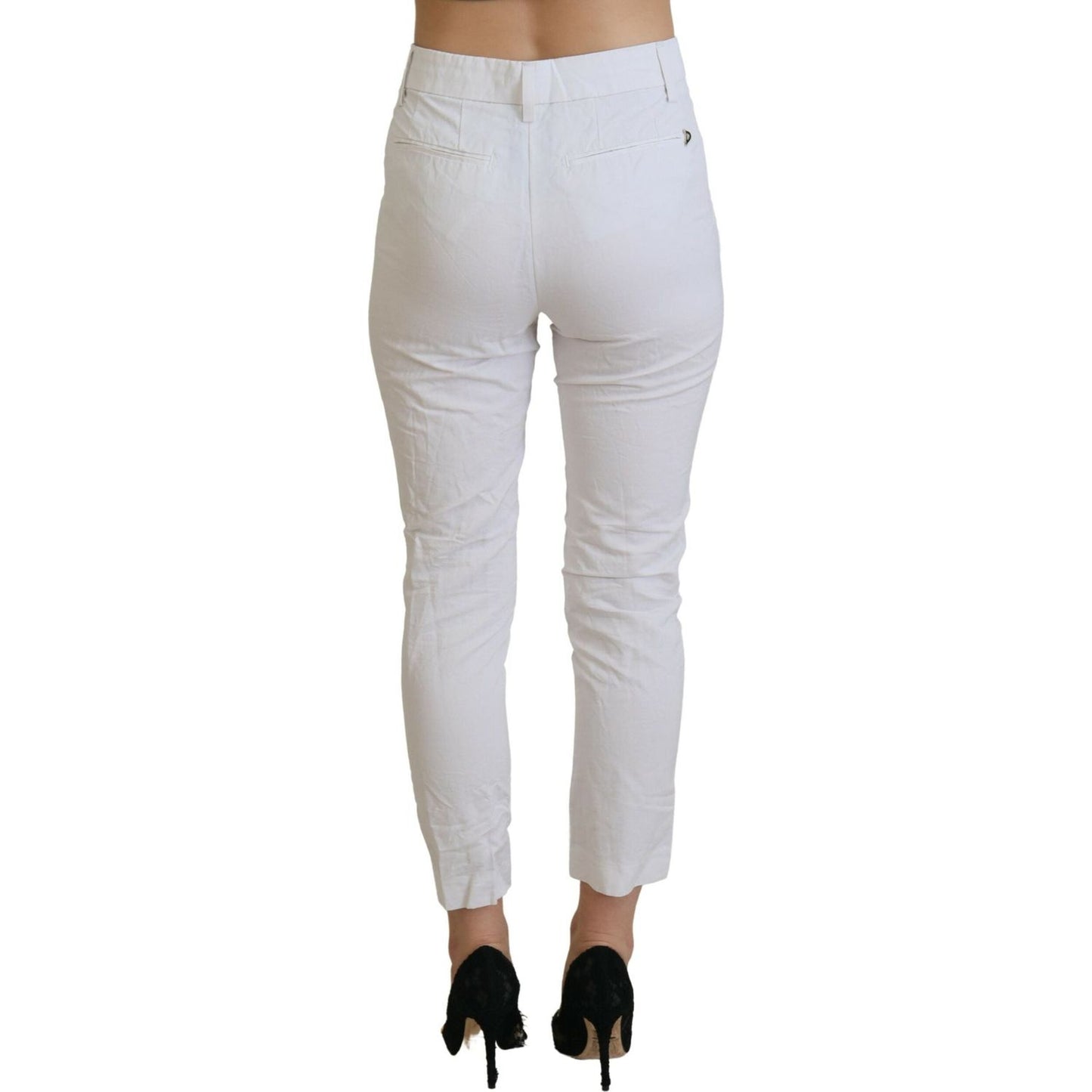 Dondup Elegant High Waist Tapered White Pants Dondup Gray