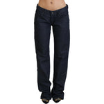 Exte Chic Dark Blue Low Waist Straight Cut Jeans Exte Black