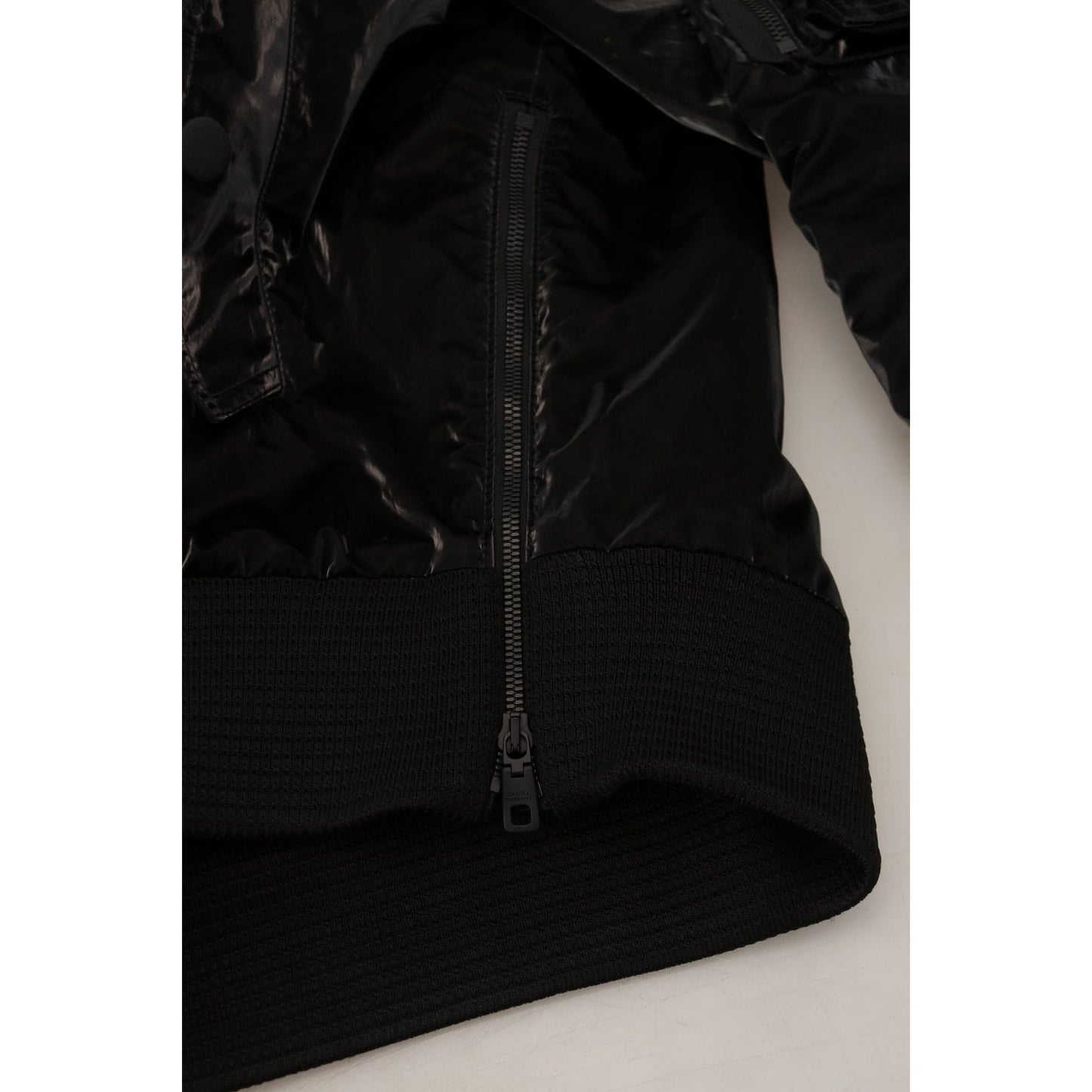 Dolce & Gabbana Black Nylon Hooded Full Zip Bomber Jacket JKT3610-48