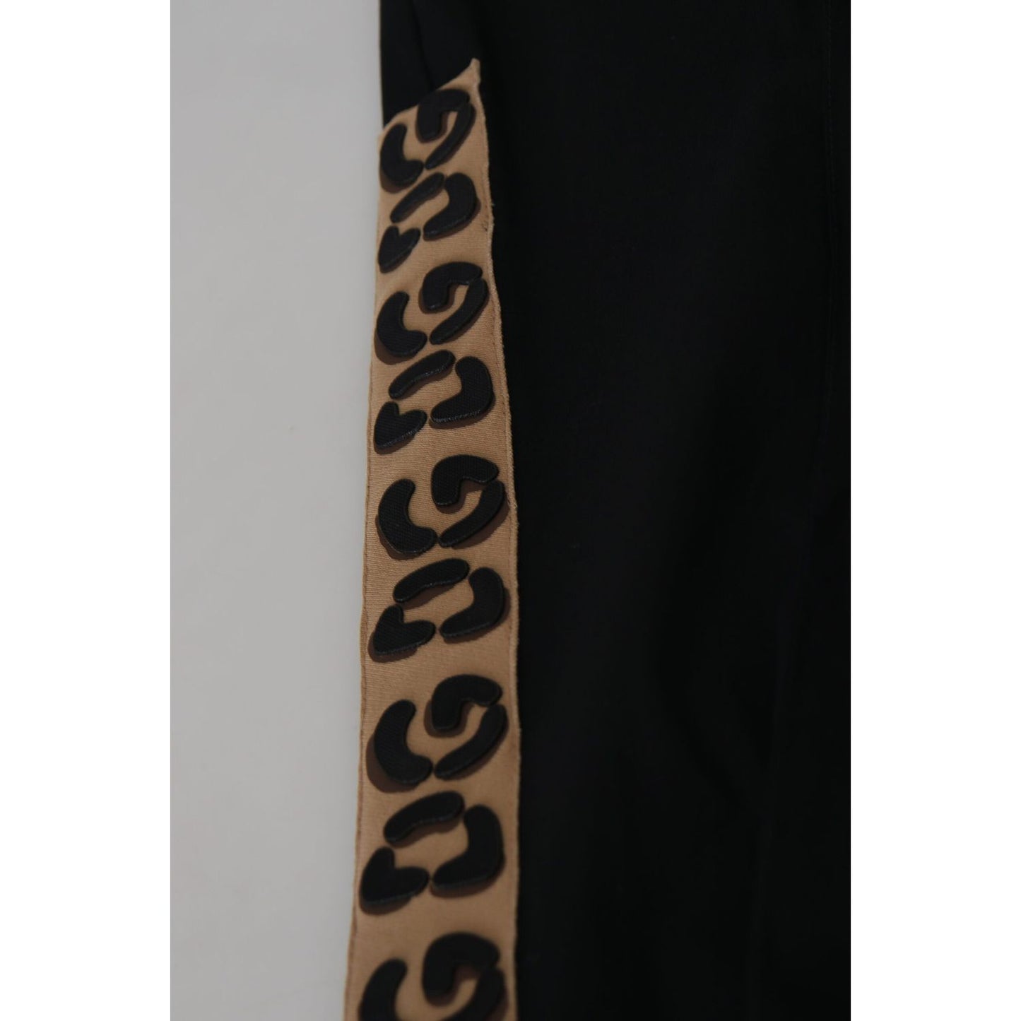 Dolce & Gabbana Black Cotton Elastic Waist DG Logo Cropped Pants PAN74702-50