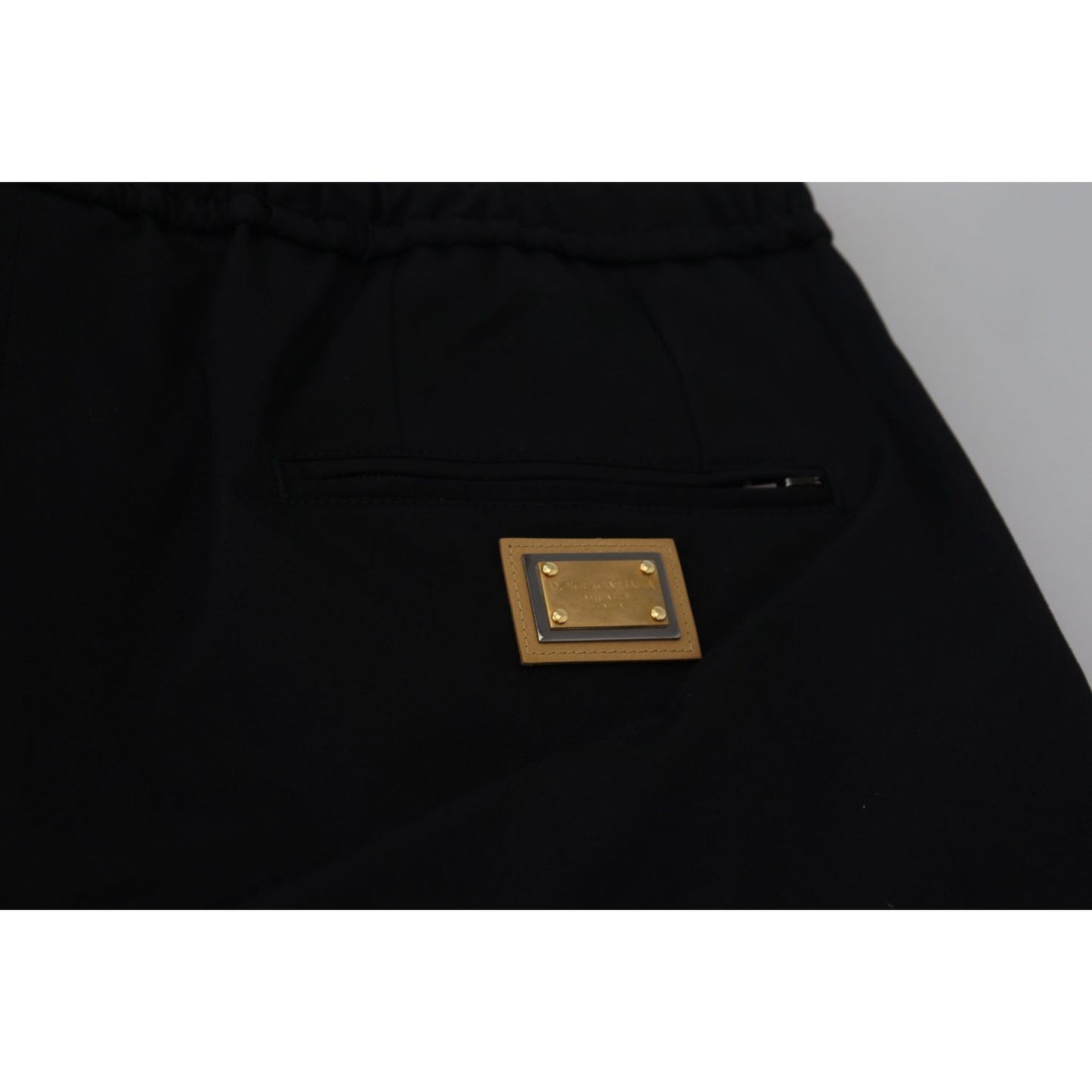 Dolce & Gabbana Black Cotton Elastic Waist DG Logo Cropped Pants PAN74702-50