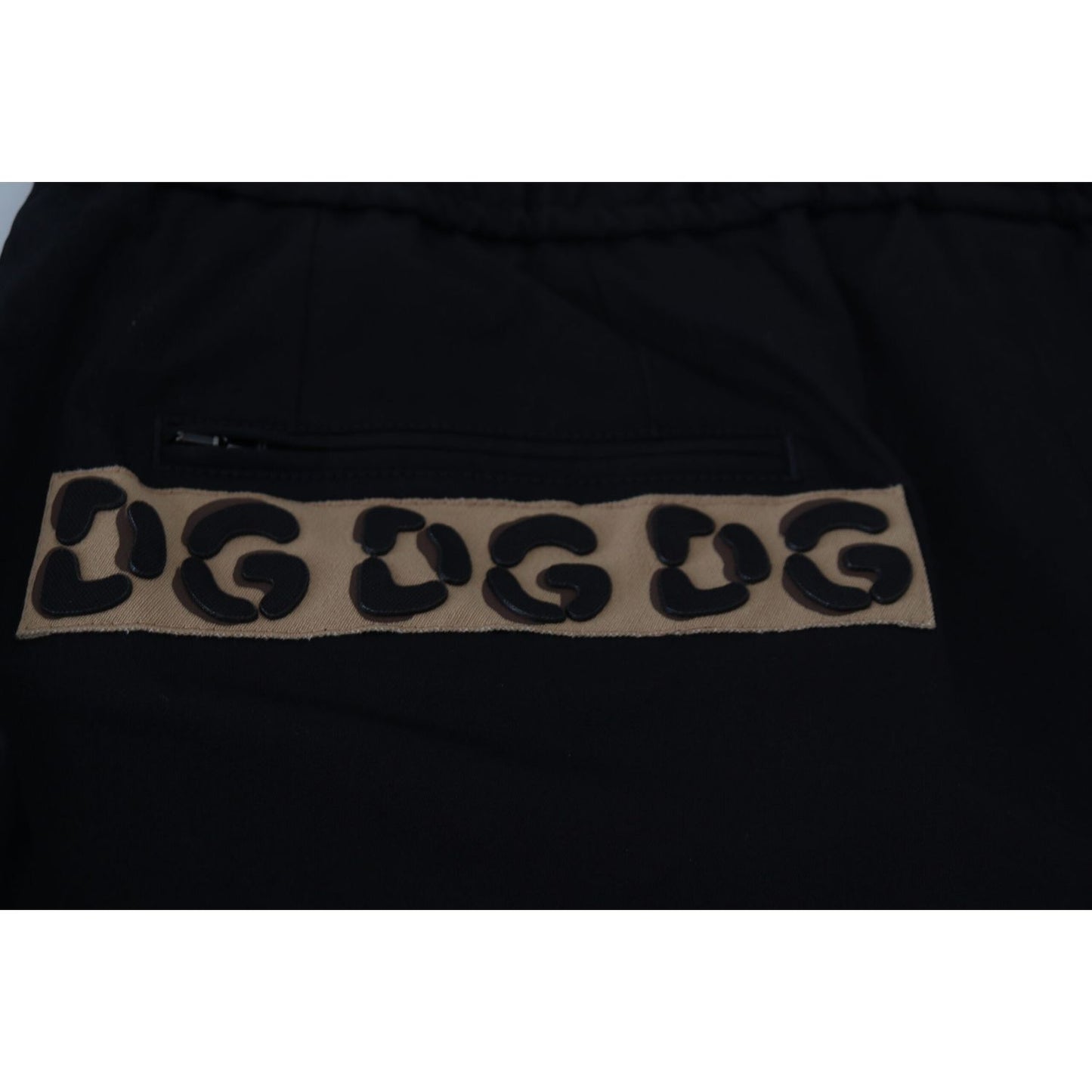 Dolce & Gabbana Black Cotton Elastic Waist DG Logo Cropped Pants PAN74702-50