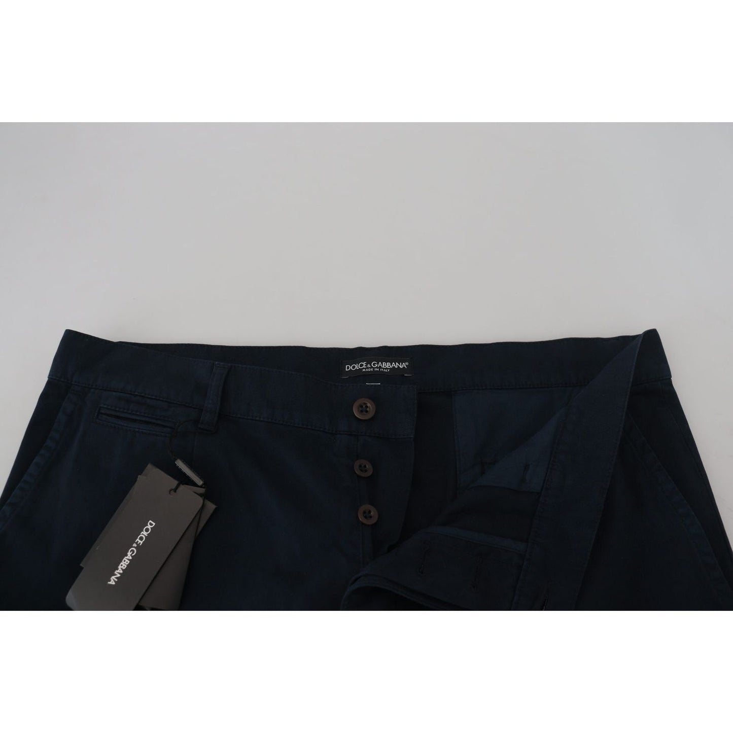 Dolce & Gabbana Blue Cotton Dress Formal Men Pants