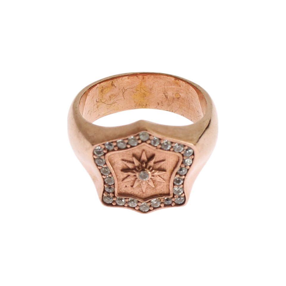Nialaya Pink Gold 925 Silver Authentic Clear Ring SIG19109- 44