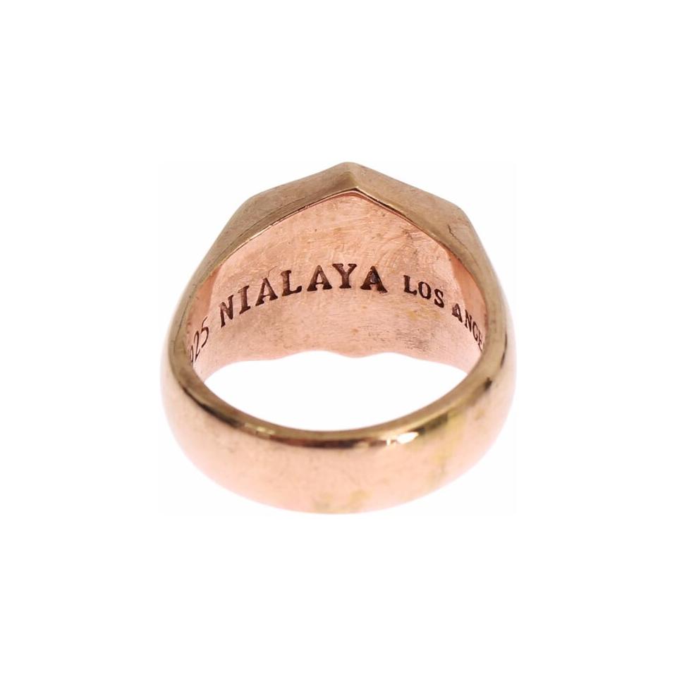 Nialaya Pink Gold 925 Silver Authentic Clear Ring SIG19109- 44