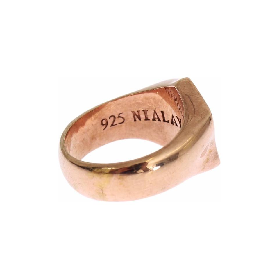 Nialaya Pink Gold 925 Silver Authentic Clear Ring SIG19109- 44