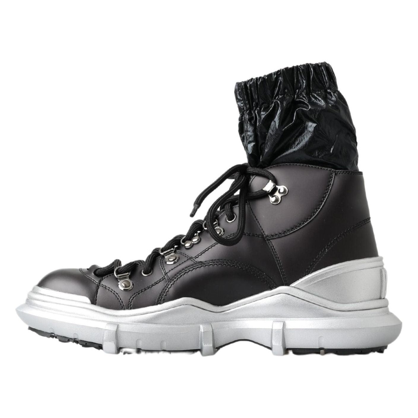 Dolce & Gabbana Black High Top Sneaker Bootie Dolce & Gabbana Light Gray