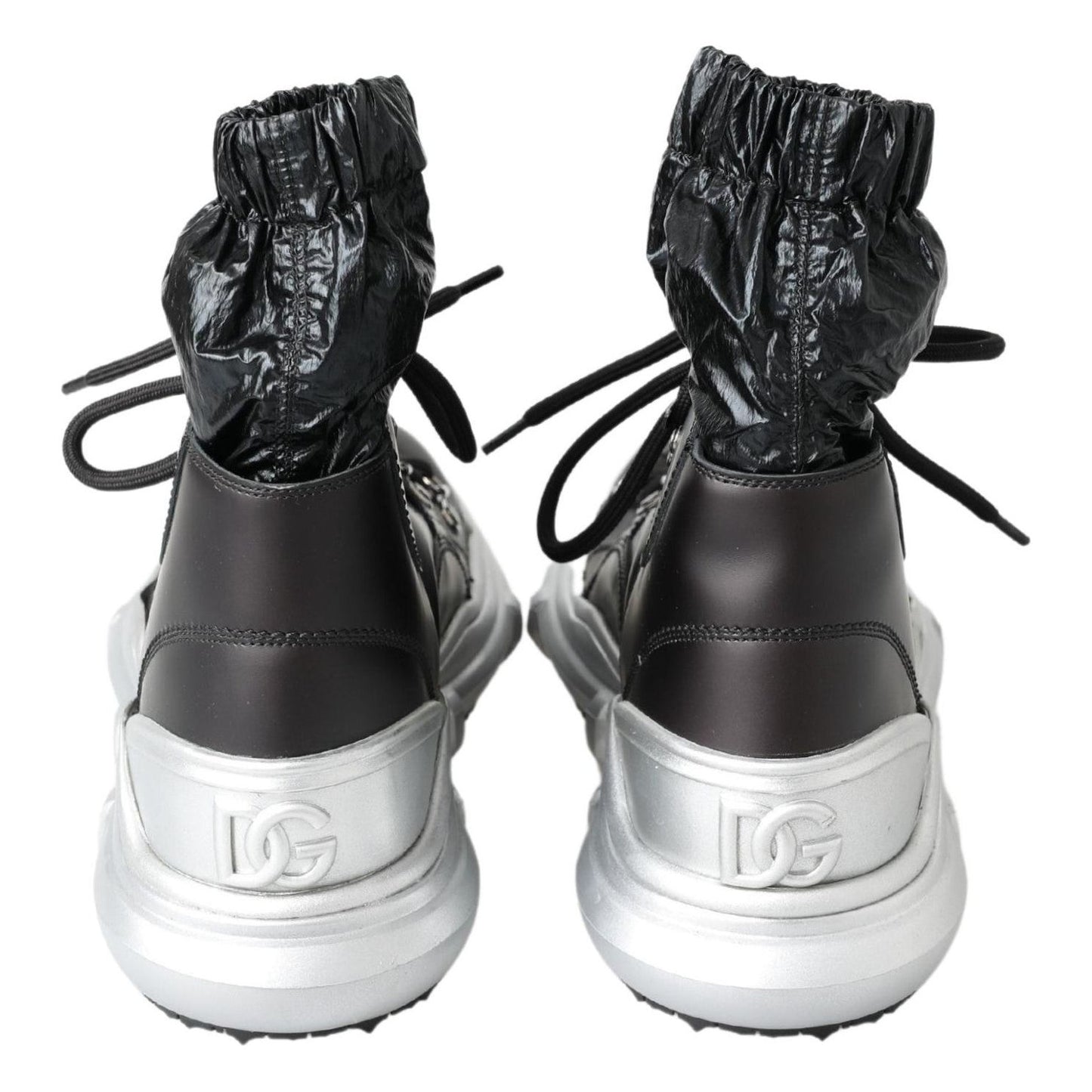 Dolce & Gabbana Black High Top Sneaker Bootie Dolce & Gabbana Light Gray