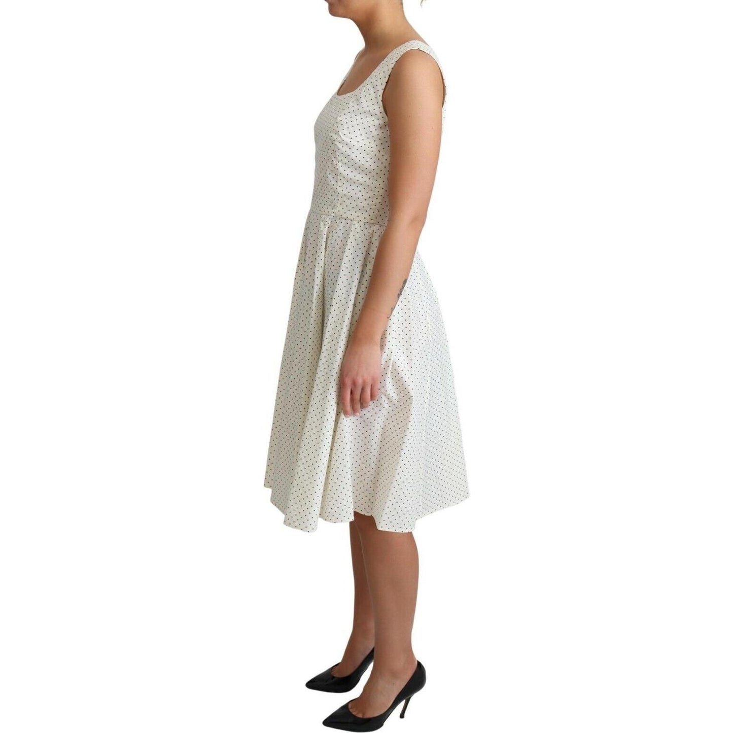 Dolce & Gabbana Elegant Sleeveless A-Line Polka Dotted Dress Dolce & Gabbana Gray