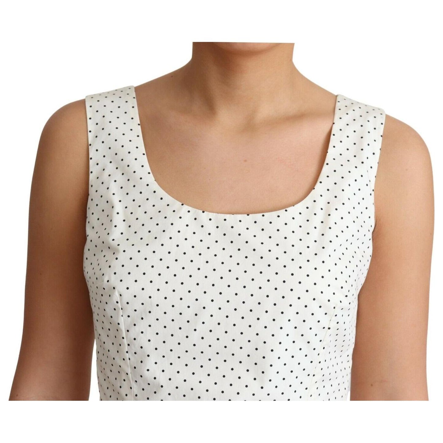 Dolce & Gabbana Elegant Sleeveless A-Line Polka Dotted Dress Dolce & Gabbana Light Gray