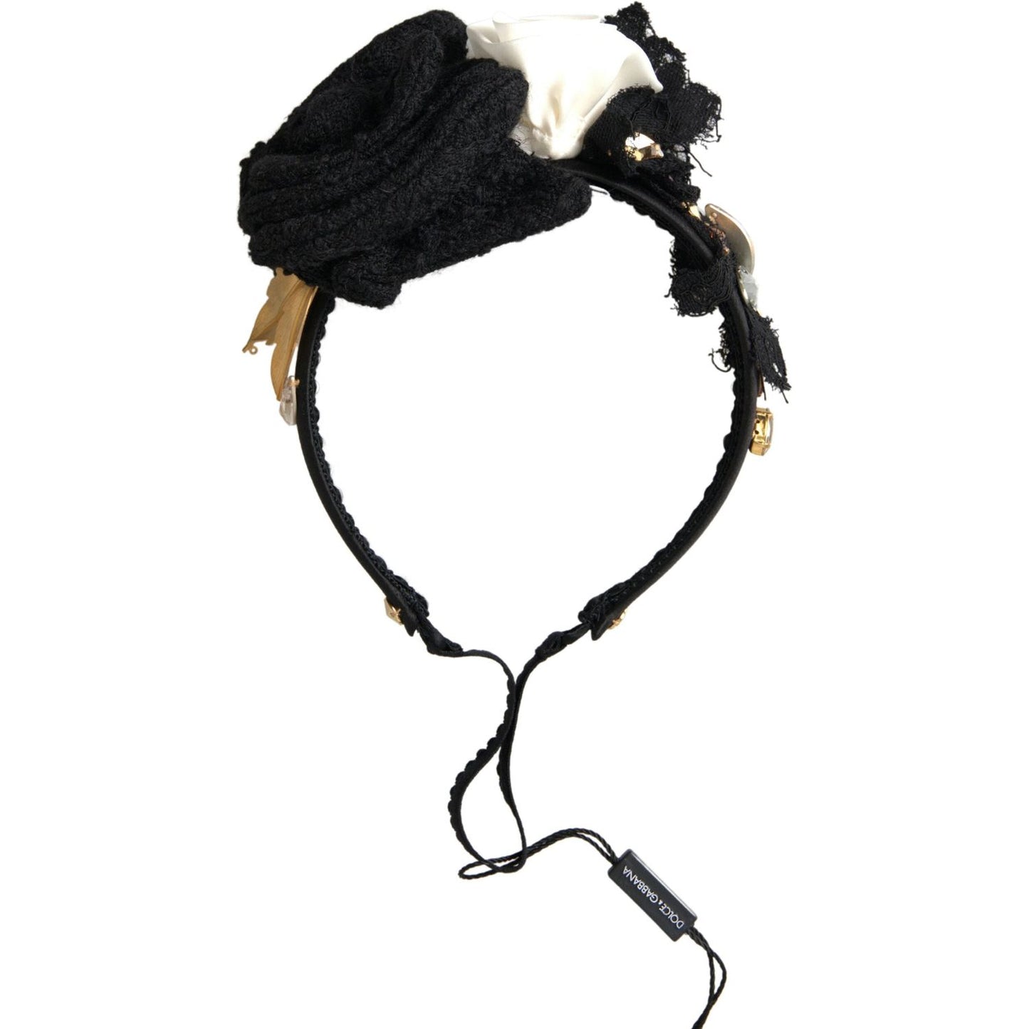 Dolce & Gabbana Elegant Crystal-Embellished Silk Diadem Diadem Dolce & Gabbana Black