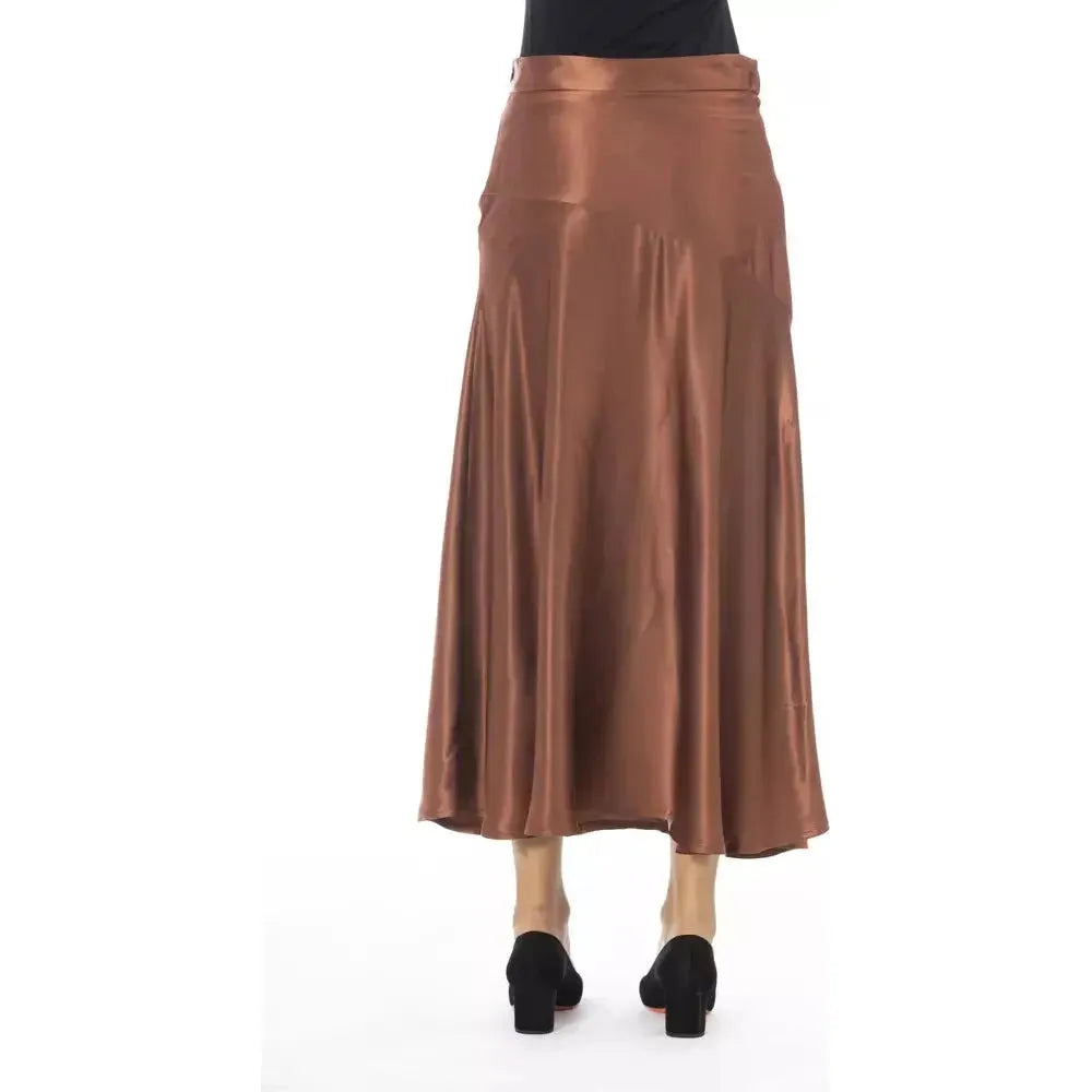 Alpha Studio Brown Viscose Women Skirt Alpha Studio Sienna