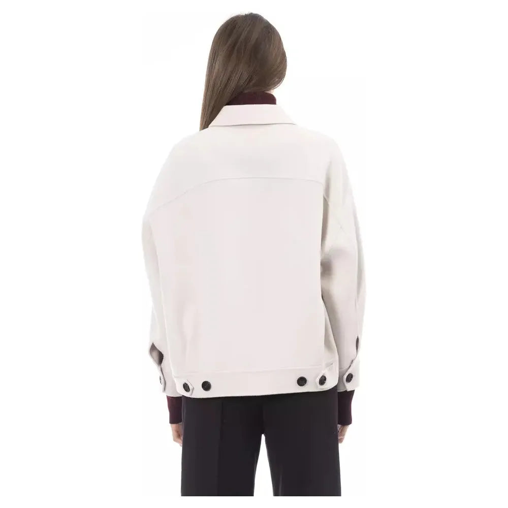 Alpha Studio Elegant White Wool Blazer Jacket Alpha Studio Dark Slate Gray