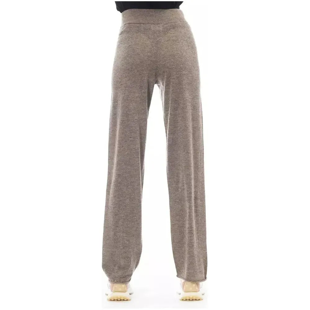 Alpha Studio Brown Wool Women Pants Alpha Studio Slate Gray