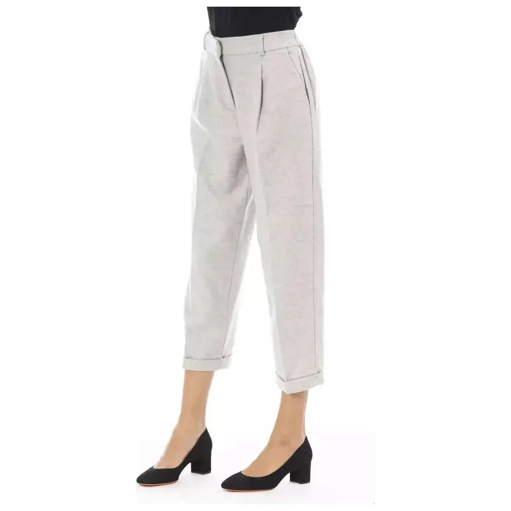 Alpha Studio Gray Wool Women Trouser Alpha Studio Light Gray