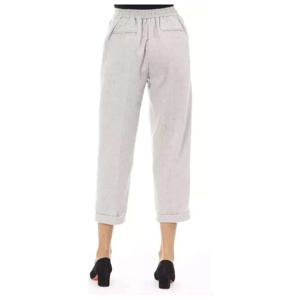 Alpha Studio Gray Wool Women Trouser Alpha Studio Light Gray