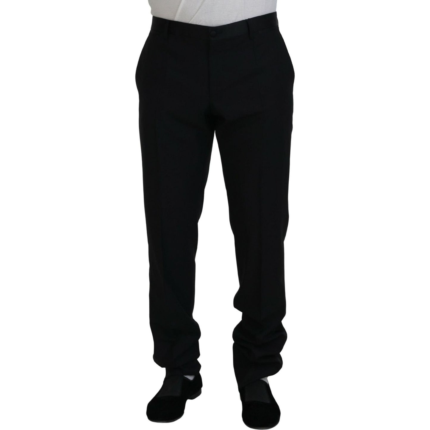 Dolce & Gabbana Black Dress Wool Silk Trouser Pants