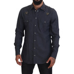 Dolce & Gabbana Elegant Slim-Fit Blue Denim Casual Shirt Dolce & Gabbana Dark Slate Gray