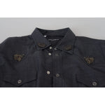 Dolce & Gabbana Elegant Slim-Fit Blue Denim Casual Shirt Dolce & Gabbana Dark Slate Gray