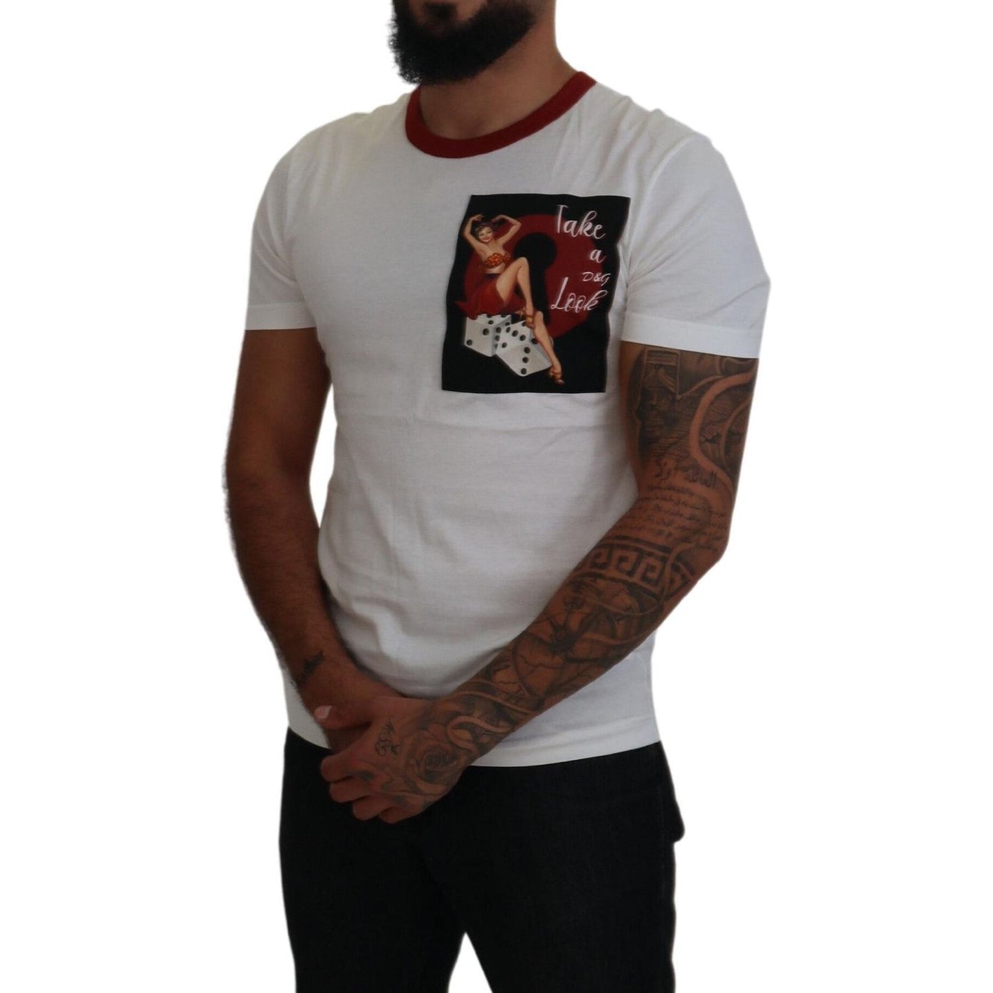 Dolce & Gabbana Cotton White Logo Print Crewneck T-shirt TSH83977-42