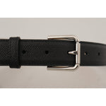 Dolce & Gabbana Sleek Black Authentic Leather Belt Dolce & Gabbana Gray
