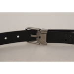 Dolce & Gabbana Elegant Black Leather Belt with Metal Buckle Dolce & Gabbana Gray