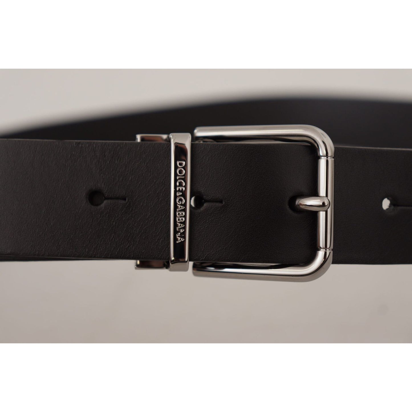 Dolce & Gabbana Elegant Black Leather Belt with Metal Buckle Dolce & Gabbana Dark Slate Gray