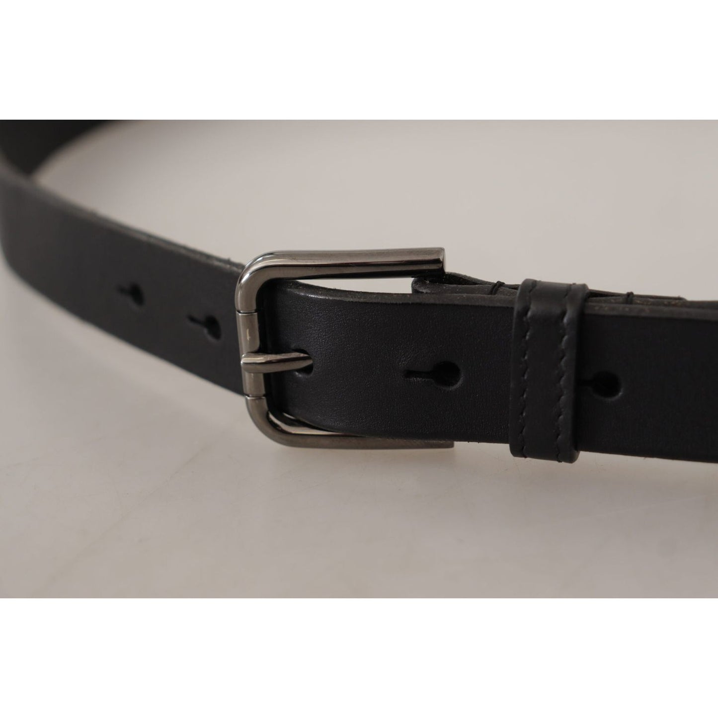 Dolce & Gabbana Elegant Black Leather Belt with Metal Buckle Dolce & Gabbana Dark Gray