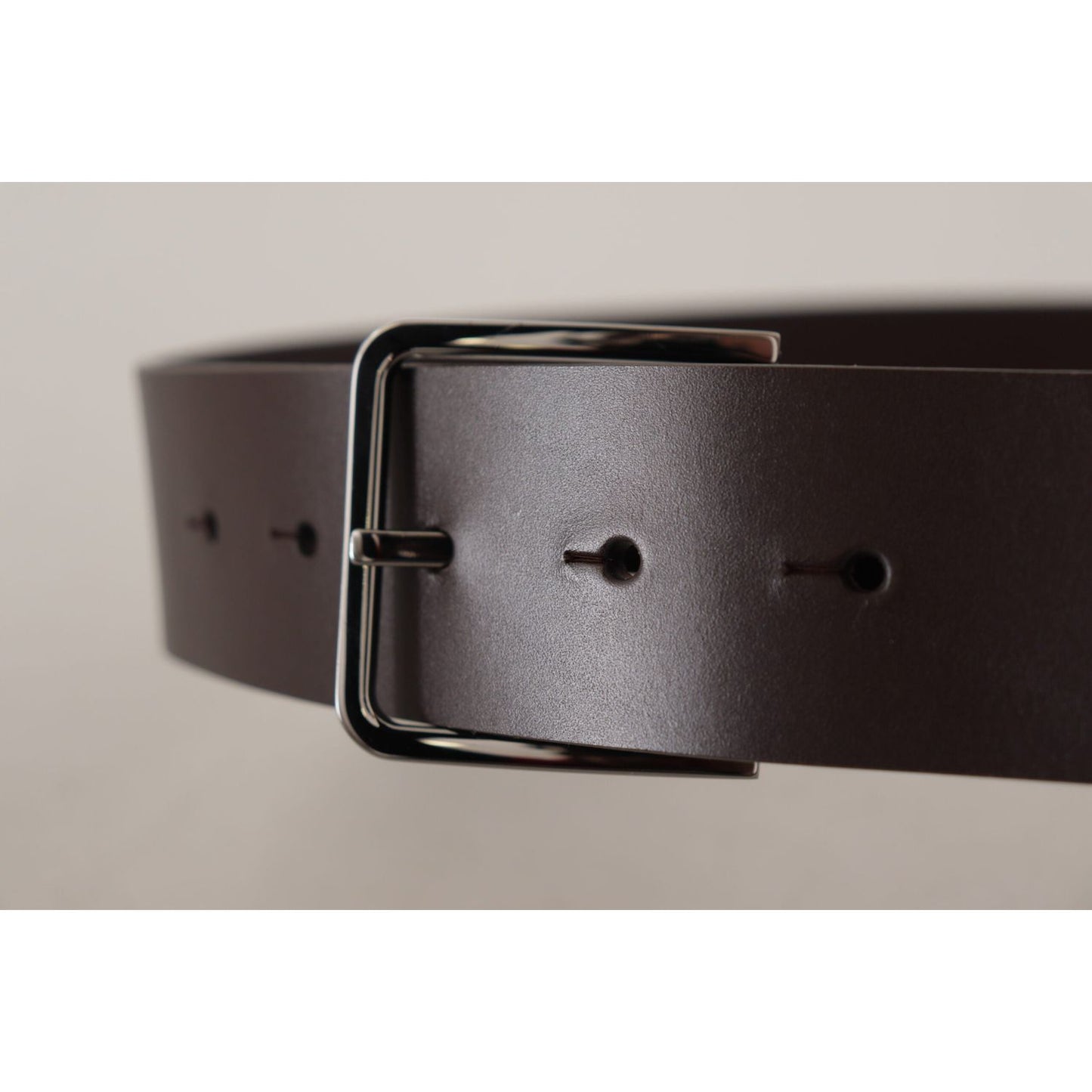Dolce & Gabbana Elegant Dark Brown Leather Belt Dolce & Gabbana Dark Gray