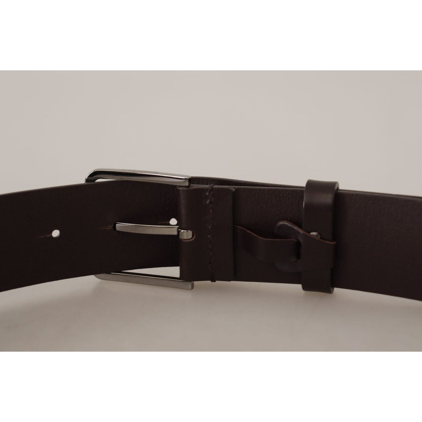 Dolce & Gabbana Elegant Dark Brown Leather Belt Dolce & Gabbana Dark Gray