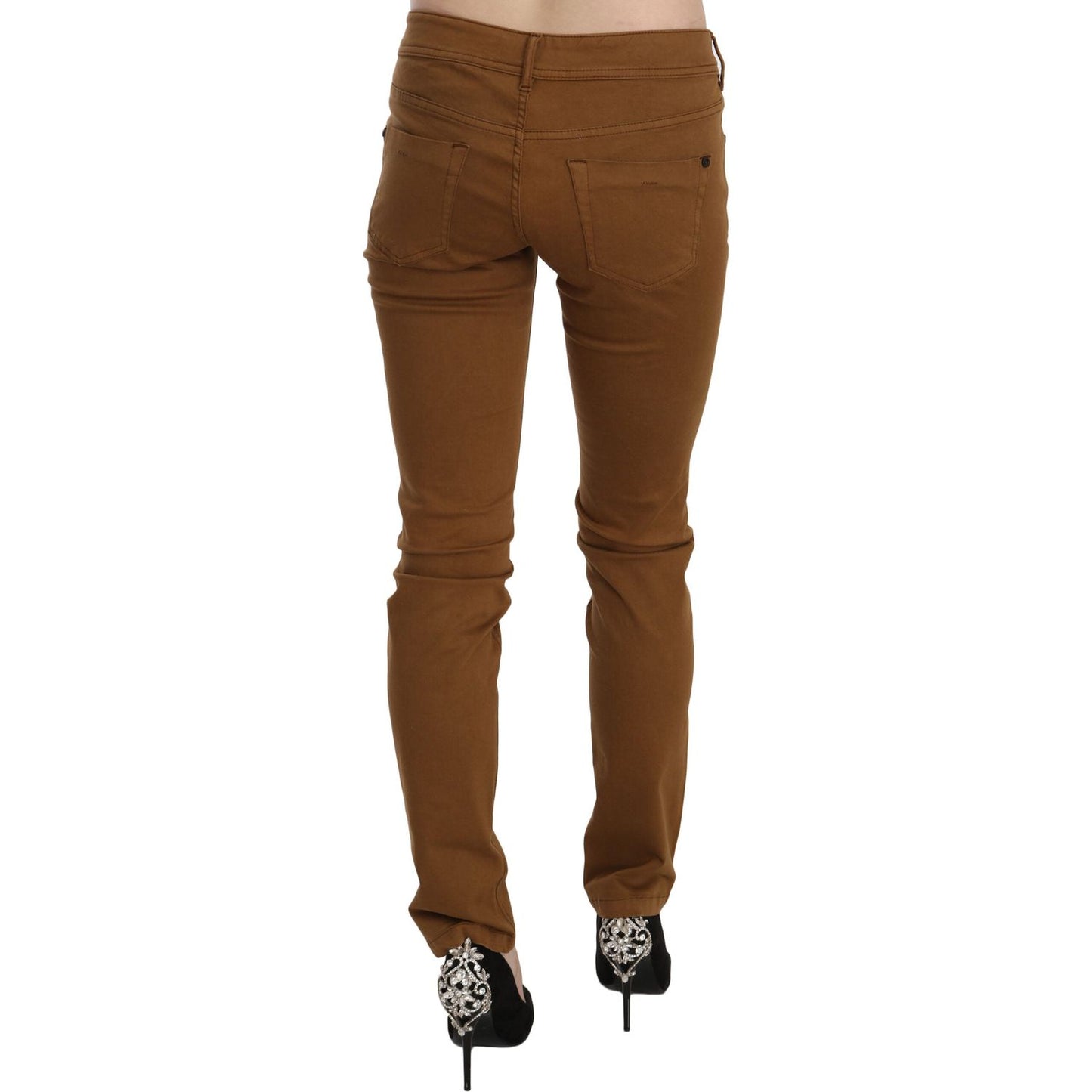 PLEIN SUD Chic Mid Waist Skinny Cotton Pants PLEIN SUD Saddle Brown