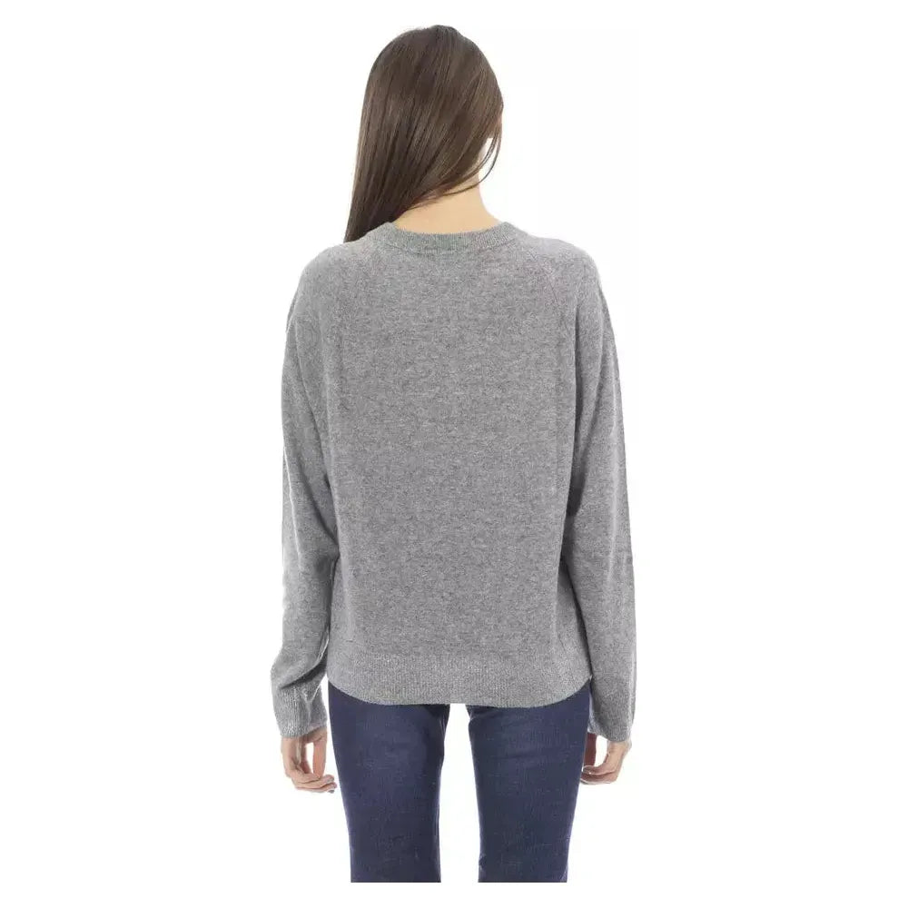 Baldinini Trend Gray Wool Women Sweater Baldinini Trend Dark Gray