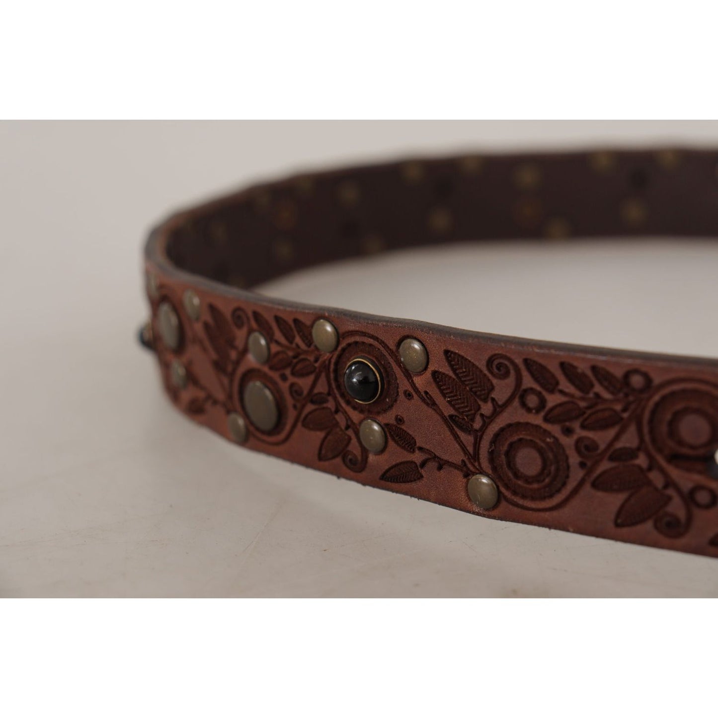 Dolce & Gabbana Elegant Leather Belt with Engraved Buckle Dolce & Gabbana Dark Gray