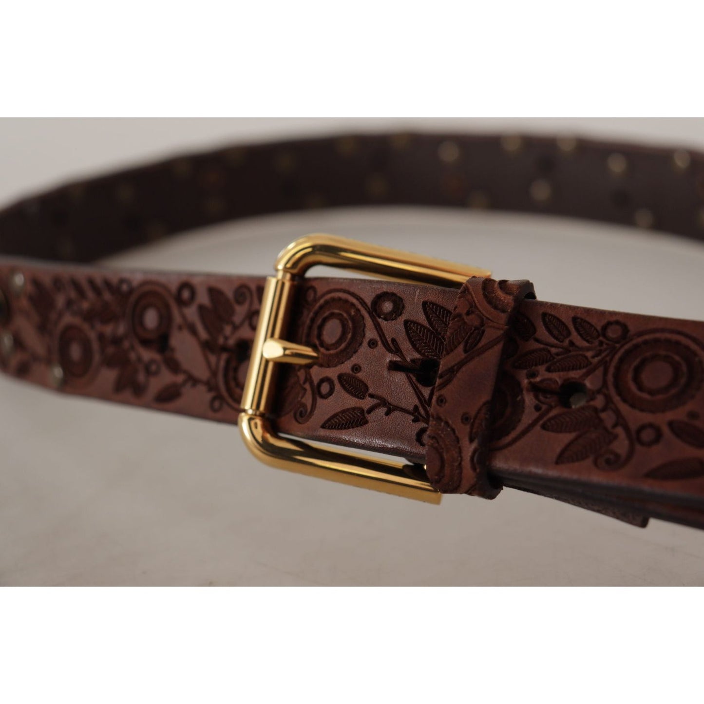 Dolce & Gabbana Elegant Leather Belt with Engraved Buckle Dolce & Gabbana Dark Slate Gray